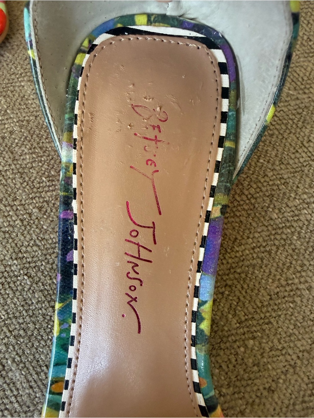 Betsey Johnson Multicolor Floral Crochet-Pearl Ankle-Strap Heels - Picture 6 of 7